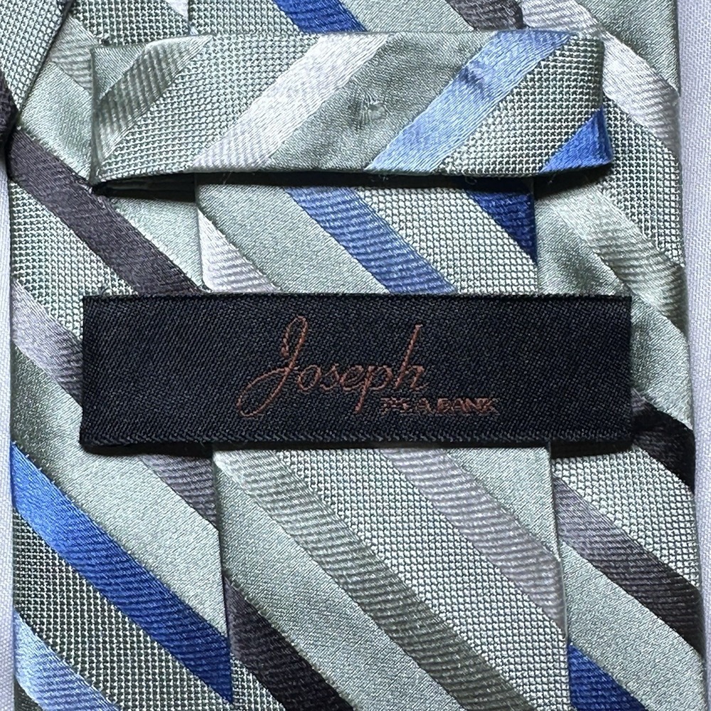 Jos A Bank Mens Silk Tie Lot 2 Light Green Peach Preppy Diagonal Stripe NEW - Picture 5 of 13